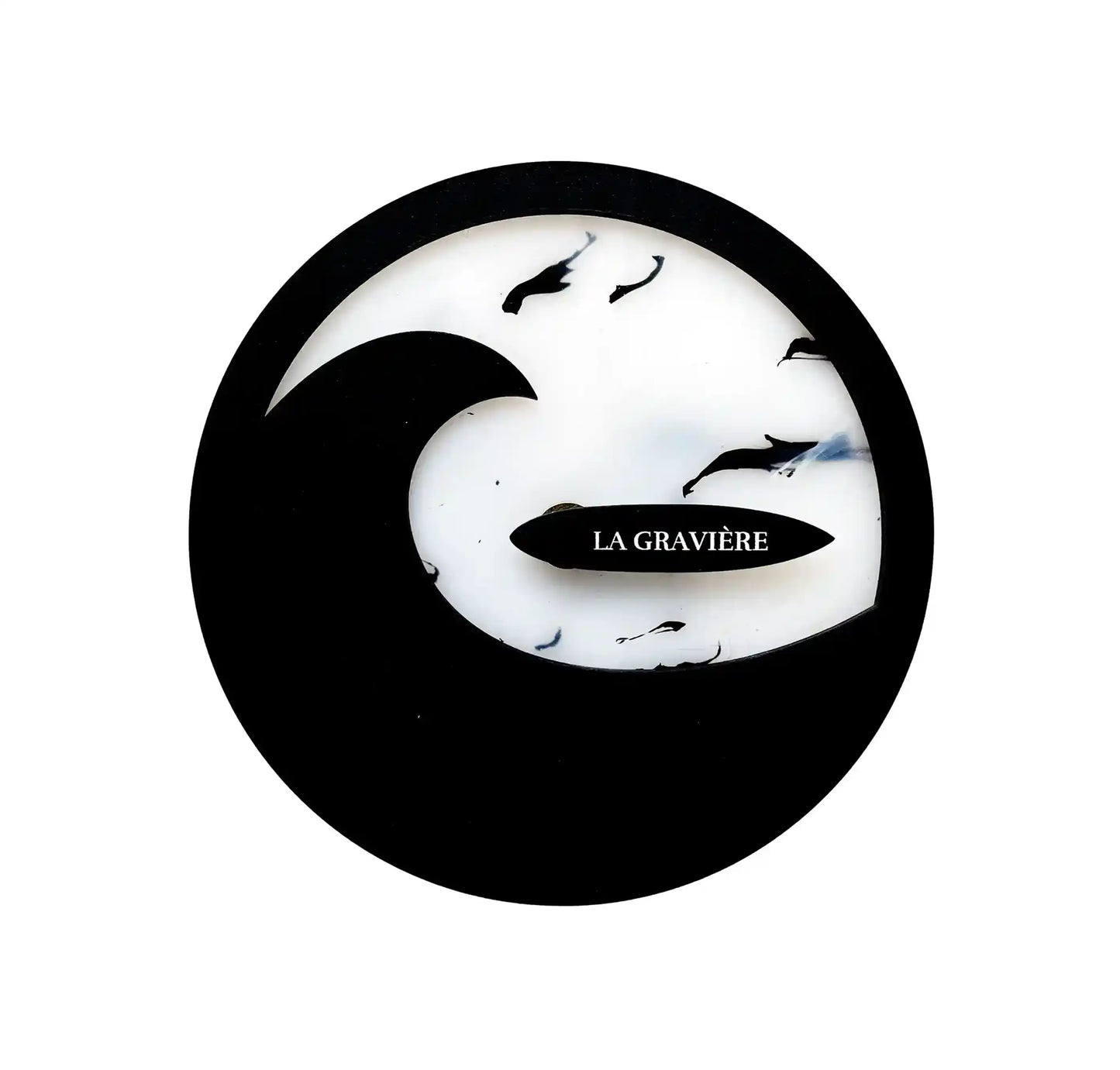 Horloge des marées blanche avec une grande vague noir en surimpression