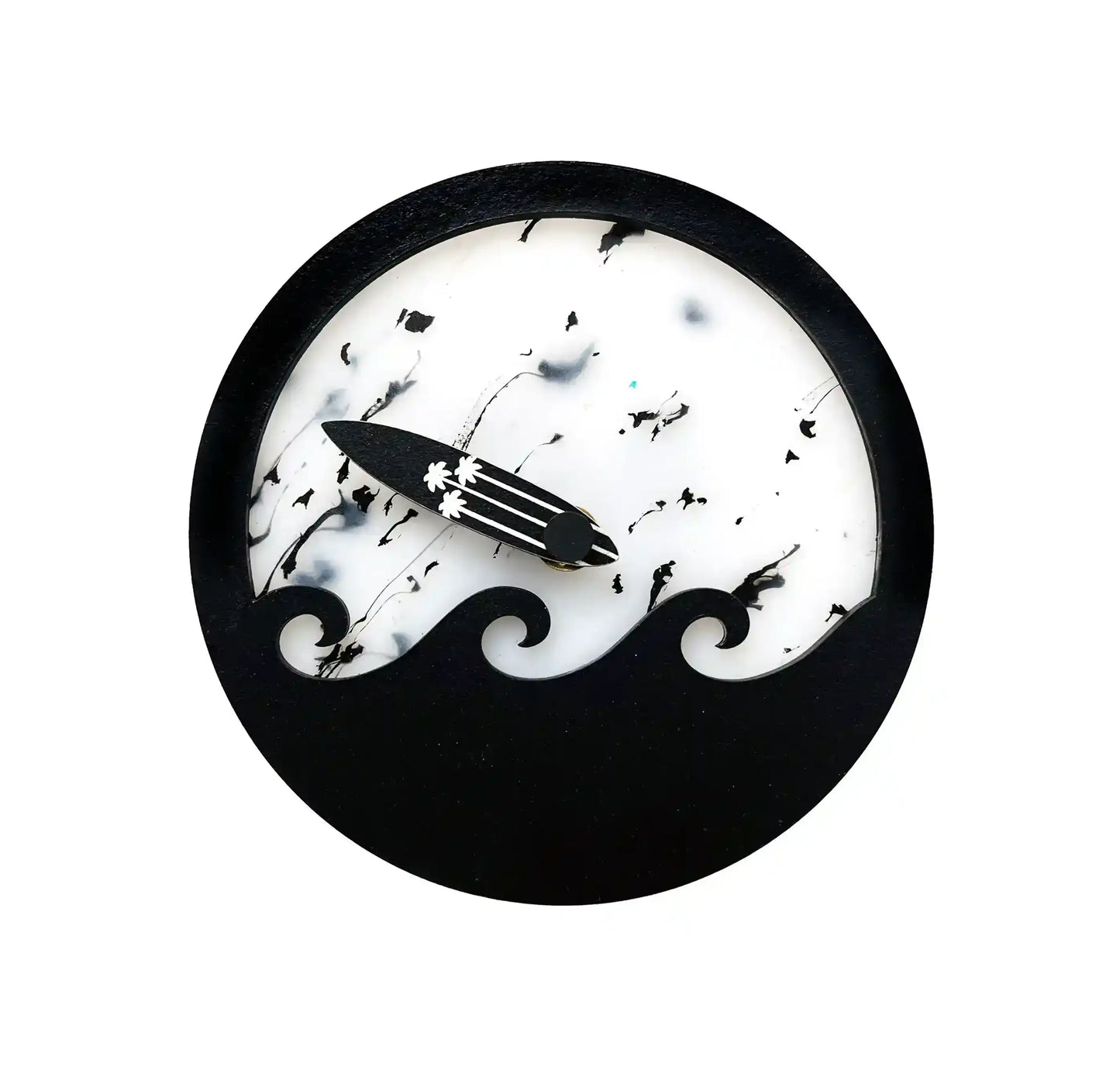 Horloge des marées blanche avec une vague noir en surimpression