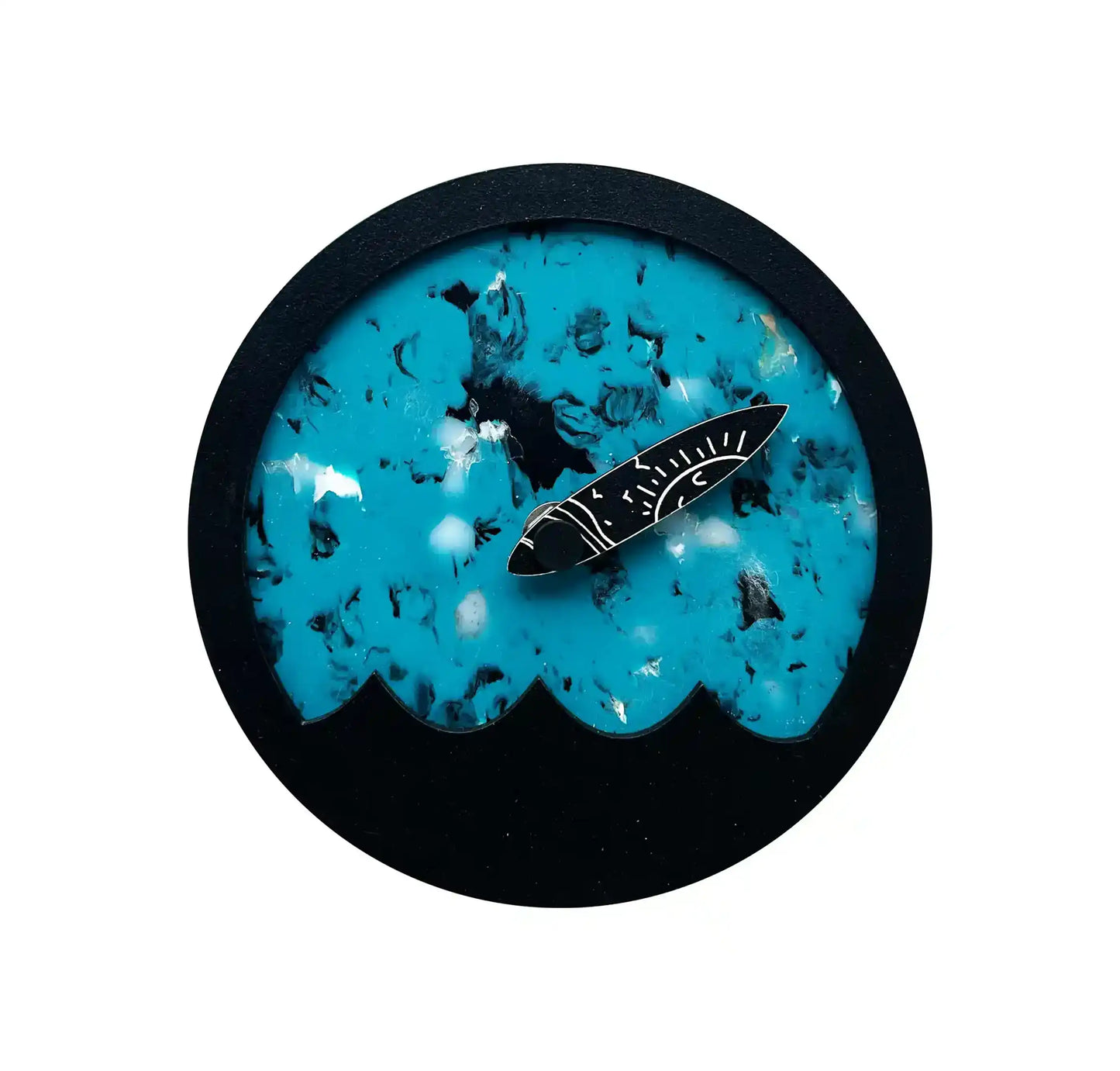 Horloge des marées bleu, ronde avec une petite vague noir en surimpression
