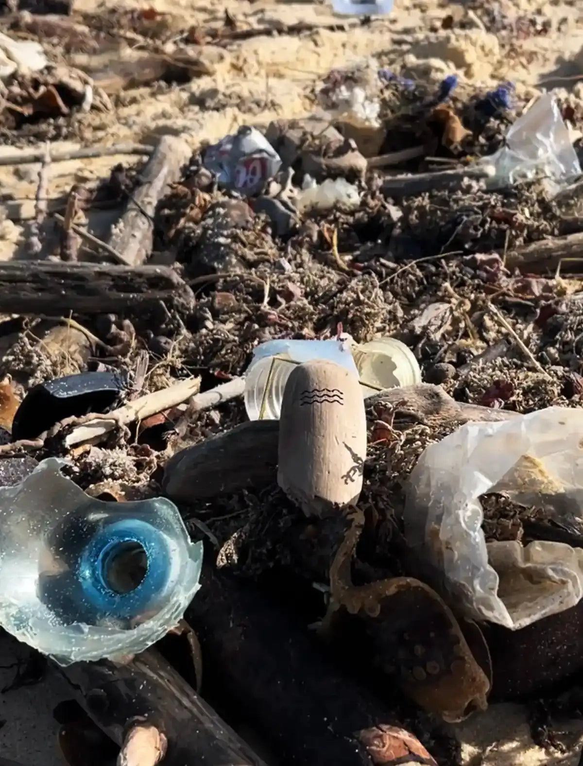 déchets de plastiques sur une plage