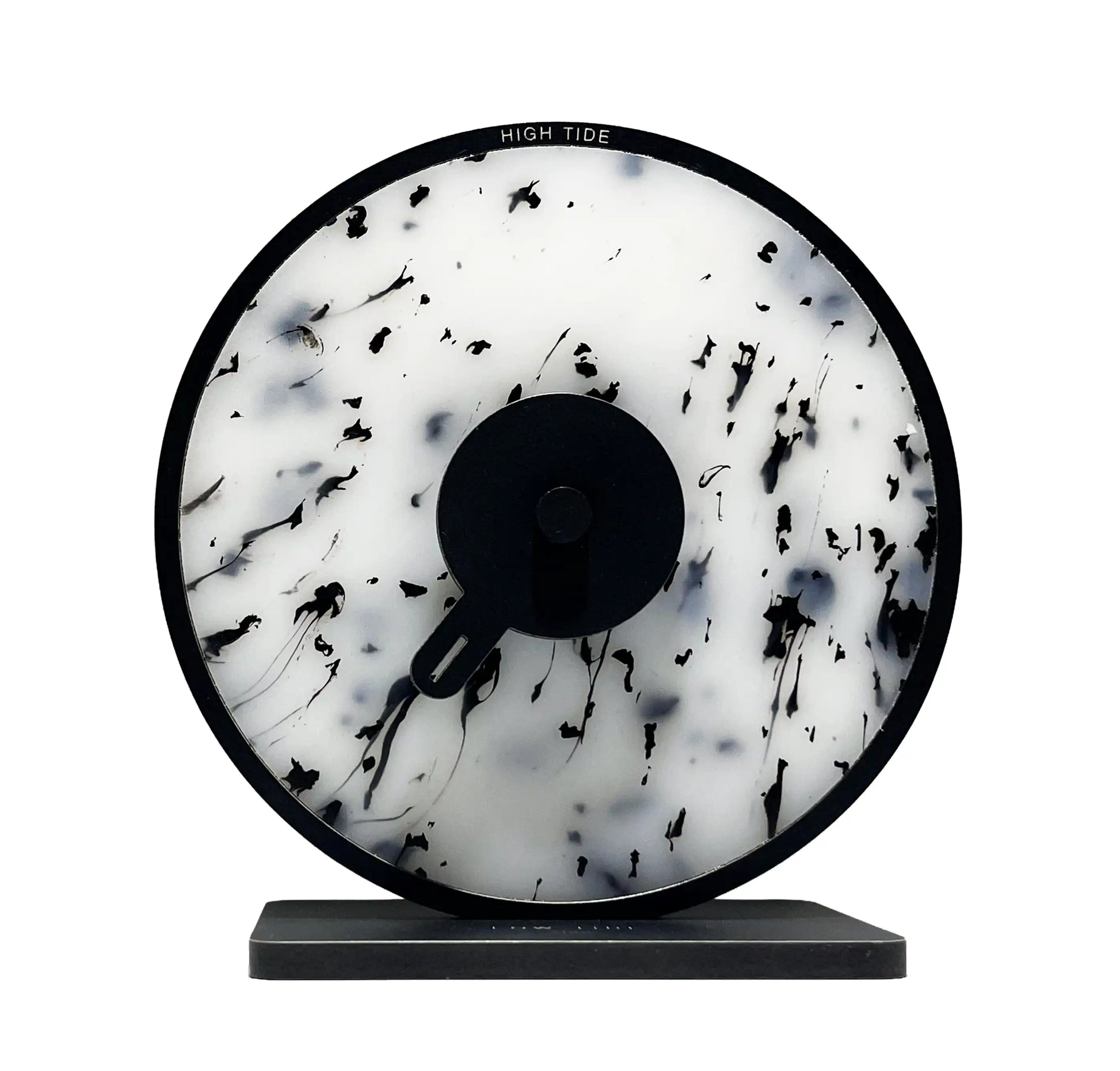 horloge des marées noir et blanc design sur pied